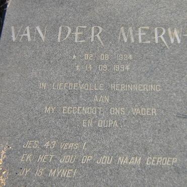 MERWE, ? van der 1934-1994
