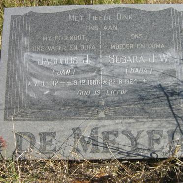 MEYER Jacobus J., de 1912-1986 &amp; Susara J.W. 1924-