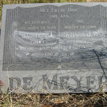 MEYER Jacobus J., de 1912-1986 &amp; Susara J.W. 1924-