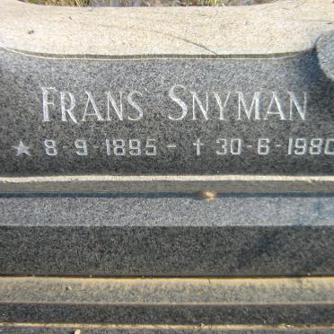 SNYMAN Frans 1895-1980