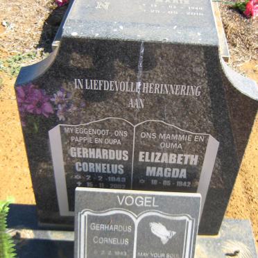 VOGEL Gerhardus Cornelius 1943-2002 &amp; Elizabeth Magda 1942-