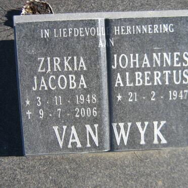 WYK Johannes Albertus, van 1947- &amp; Zirka Jacoba 1948-2006