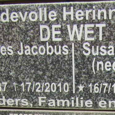 WET Johannes Jacobus, de 1937-2010 &amp; Susanna Johanna POTGIETER 1938-2010