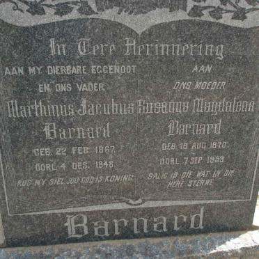 BARNARD Marthinus Jacobus 1867-1948 &amp; Susanna Magdalena 1870-1953