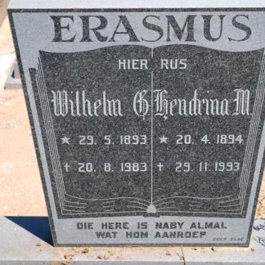 ERASMUS Wilhelm 1893-1983 &amp; Hendrina M. 1894-1993