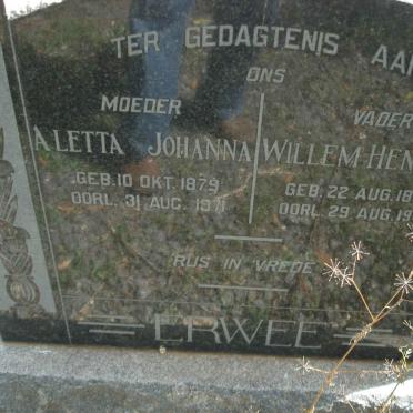 ERWEE Willem Hendrik 1868-1946 &amp; Aletta Johanna 1879-1971
