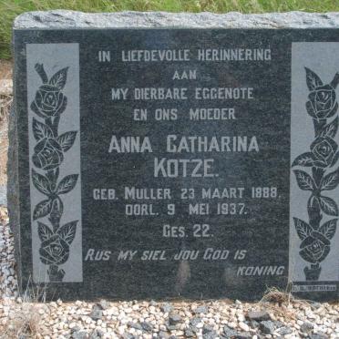 KOTZE Anna Catharina nee MULLER 1888-1937