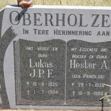 OBERHOLZER Lukas J.P.F. 1925-1994 &amp; Hester A. PRINSLOO 1929-1990