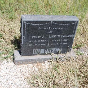 PREEZ Phillip J., du 1892-1968 &amp; Julietta HARTOGH 1902-1985