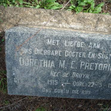 PRETORIUS Dorethea M.E, nee DE BRUYN 1915-1946