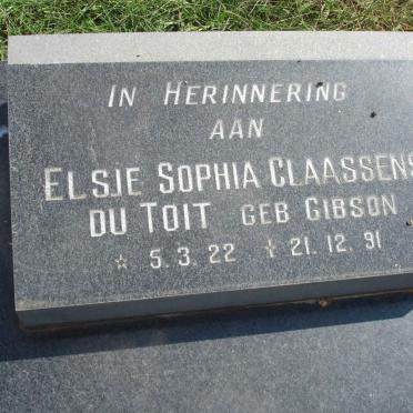 TOIT Elsie Sophia Claassens, du nee GIBSON 1922-1991