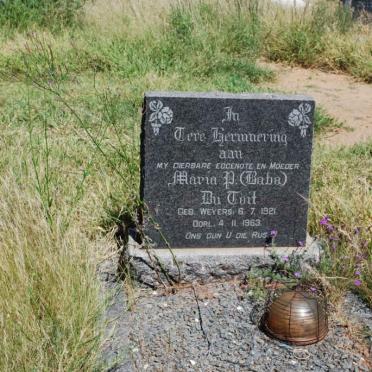 TOIT Maria P., du nee WEYERS 1921-1963