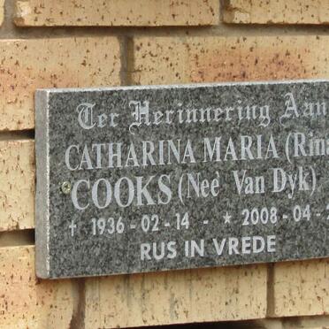 COOKS Catharina Maria nee VAN DYK 1936-2008