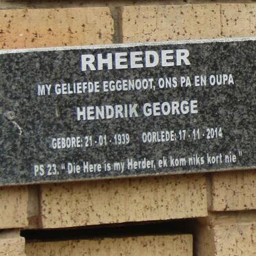 RHEEDER Hendrik George 1939-2014
