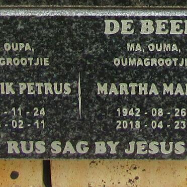 BEER Hendrik Petrus, de 1940-2018 & Martha Mara 1942-2018 :: DE BEER Jan Hendrik 1961-2019