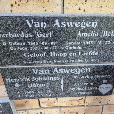 ASWEGEN Gerhardus, van 1945-2020 & Amelia 1956- :: VAN ASWEGEN Hendrik Johannes 1966-2021