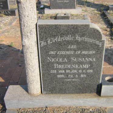 BREDENKAMP Nicola Susanna nee VAN BILJON 1891-1971
