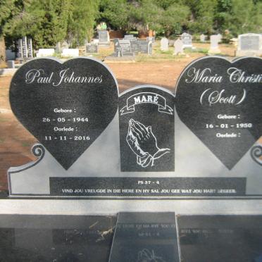 MARE Paul Johannes 1944-2016 &amp; Maria Christina SCOTT 1950-