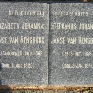 RENSBURG Stephanus Johannes, Janse van 1856-1941 &amp; Elizabeth Johanna CARLSEN 1862-1928