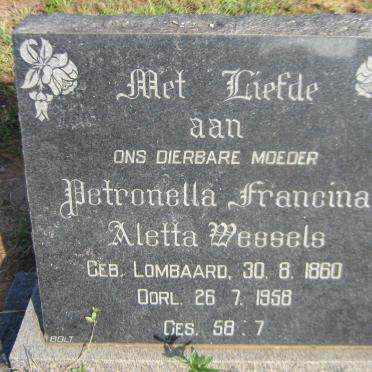 WESSELS Petronella Francina Aletta nee LOMBAARD 1860-1958
