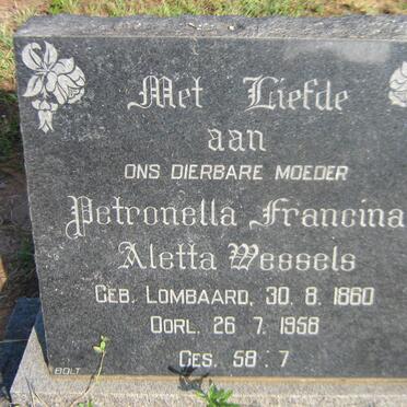 WESSELS Petronella Francina Aletta nee LOMBAARD 1860-1958