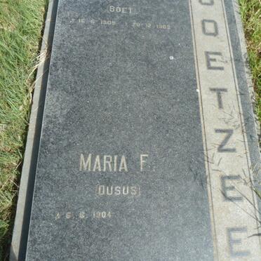 COETZEE ? 1909-19?? &amp; Maria F. 1904-