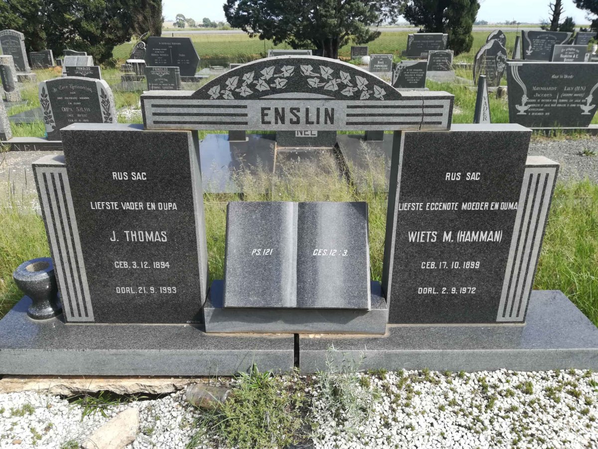 ENSLIN J. Thomas 1894-1993 & Wiets M. HAMMAN 1899-1972