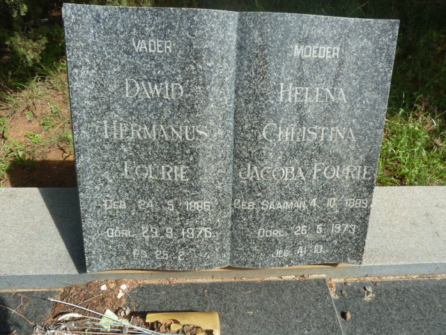FOURIE Dawid Hermanus 1886-1976 &amp; Helena Christina Jacoba SAAIMAN 1889-1973