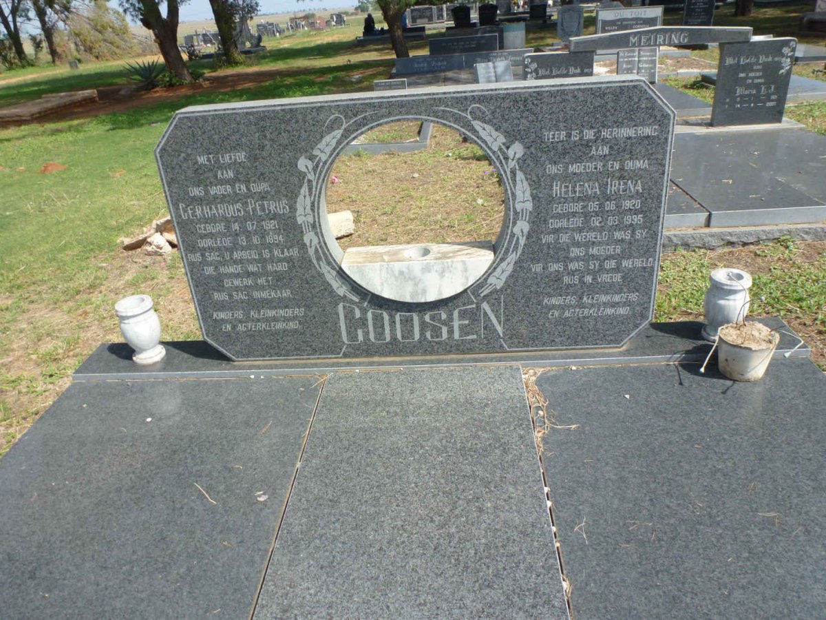 GOOSEN Gerhardus Petrus 1921-1994 & Helena Irena 1920-1995