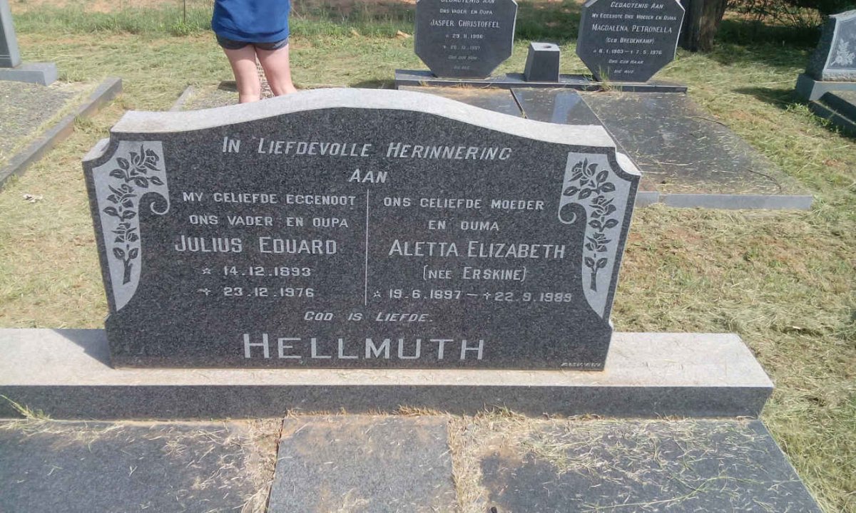 HELLMUTH Julius Eduard 1893-1976 &amp; Aletta Elizabeth ERSKINE 1897-1989