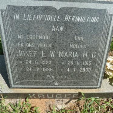 KRUGER Josef E.W. 1923-1986 &amp; Maria H.G. 1915-2003