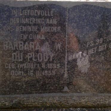 PLOOY Lourens Jacobus, du 1885-1958 &amp; Barbara A.W.WARD 1895-1959