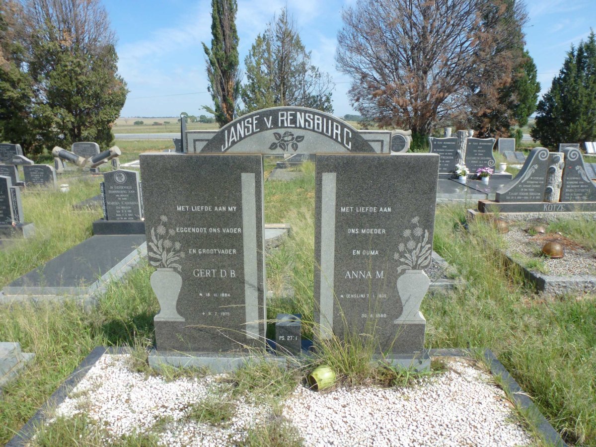 RENSBURG Gert D.B., Janse v. 1884-1975 & Anna M. ENSLIN 1905-1980