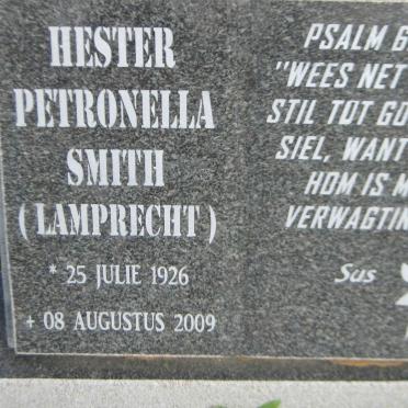 SMITH Hester Petronella nee LAMPRECHT 1926-2009