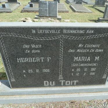 TOIT Herbert F., du 1906- &amp; Maria M. LABUSCHAGNE 1912-1981