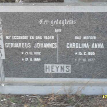 HEYNS Gerhardus Johannes 1882-1964 &amp; Carolina Anna 1895-1977