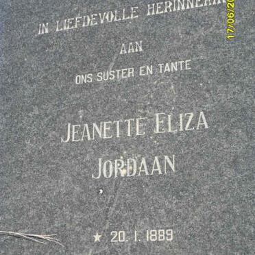 JORDAAN Jeanette Eliza 1889-1979