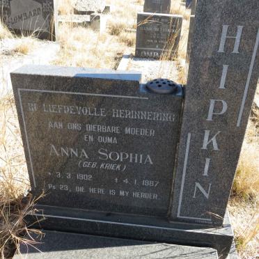HIPKIN Anna Sophia nee KRIEK 1902-1987