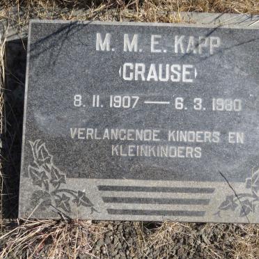 KAPP M.M.E. nee CRAUSE 1907-1980