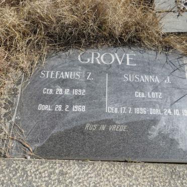 GROVE Stefanus Z. 1892-1968 &amp; Susanna J. LOTZ 1896-1971