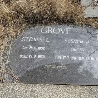 GROVE Stefanus Z. 1892-1968 &amp; Susanna J. LOTZ 1896-1971
