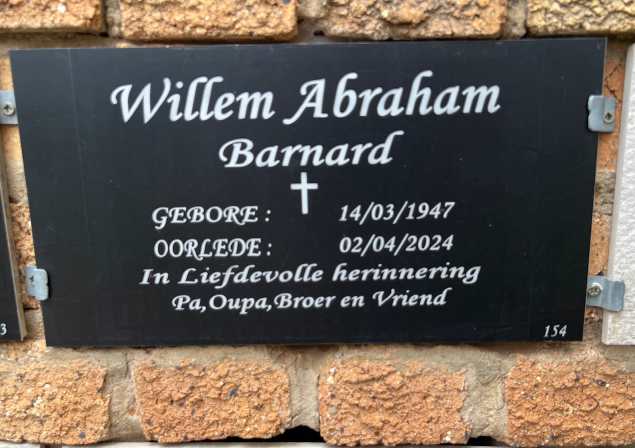 BARNARD Willem Abraham 1947-2024