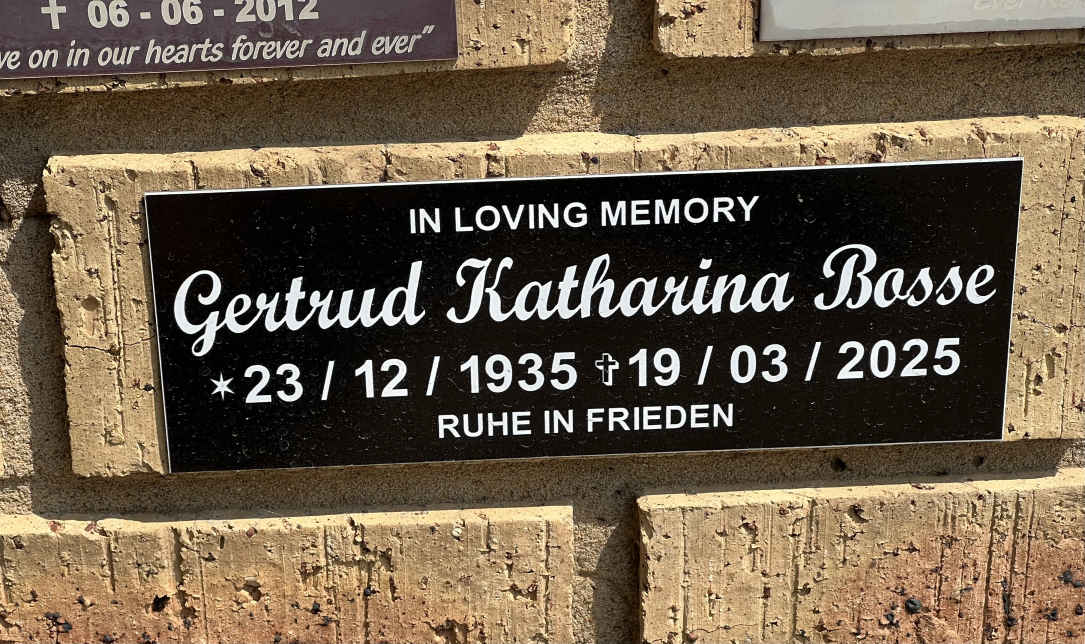 BOSSE Gertrud Katharina 1935-2025