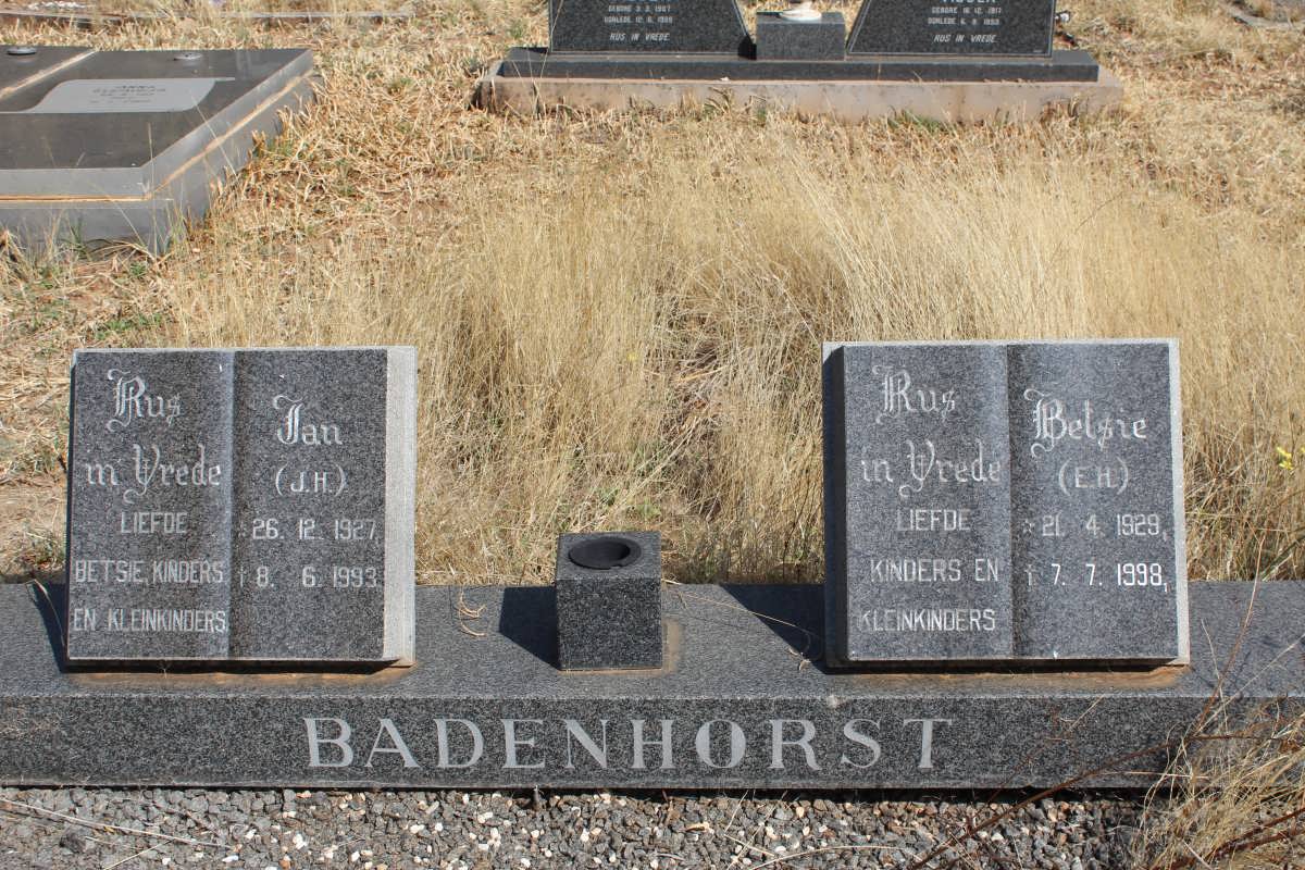 BADENHORST J.H. 1927-1993 & E.H. 1929-1998