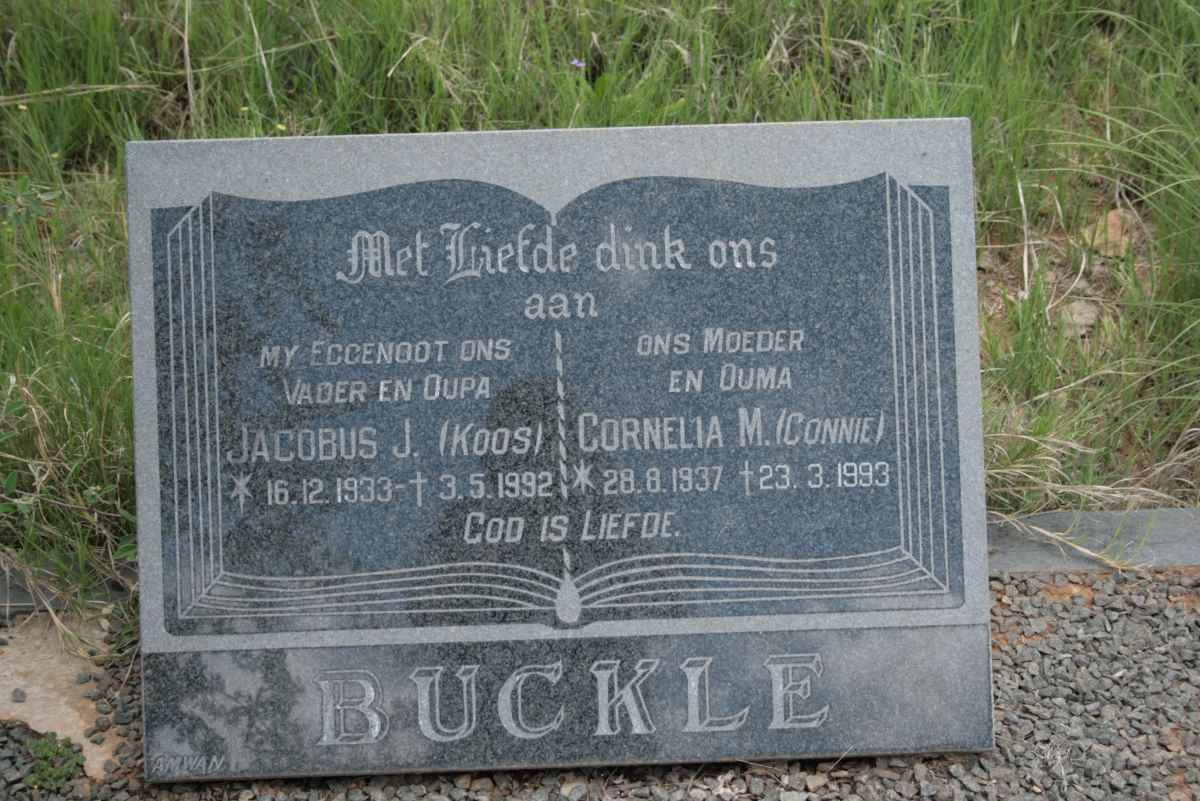 BUCKLE Jacobus J. 1933-1992 & Cornelia M. 1937-1993