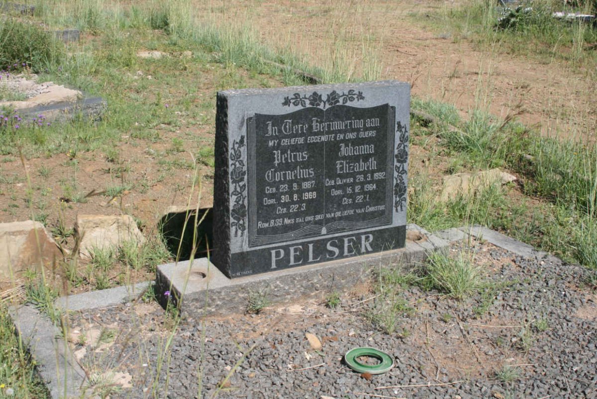 PELSER Petrus Cornelius 1887-1968 & Johanna Elizabeth OLIVIER 1892-1964