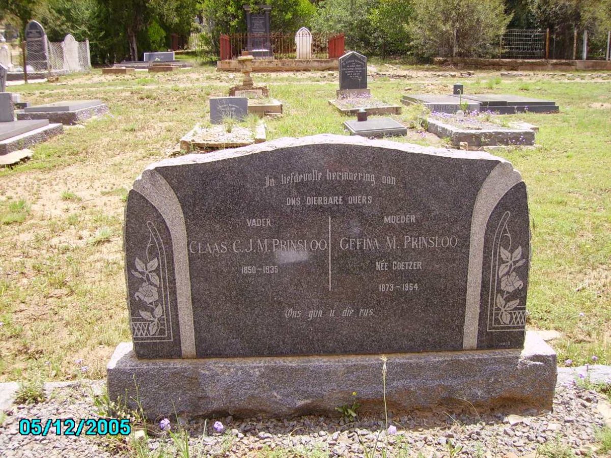 PRINSLOO Claas C.J.M. 1850-1935 &amp; Gefina M. COETZER 1873-1954