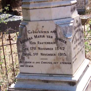 TONDER Adriana Maria, van nee RAUTENBACH 1842-1915
