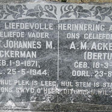 ACKERMAN Johannes M. 1871-1944 :: ACKERMAN A.M. 1906-1921