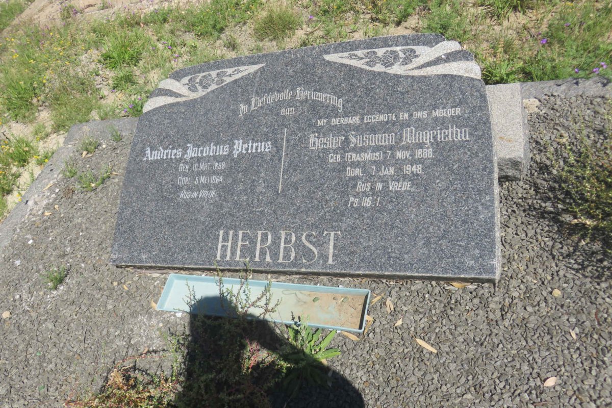 HERBST Andries Jacobus Petrus 1888-1964 & Hester Susanna Magrietha ERASMUS 1888-1948